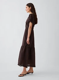 Scoop-Neck Lace-Trim Tiered Maxi Dress