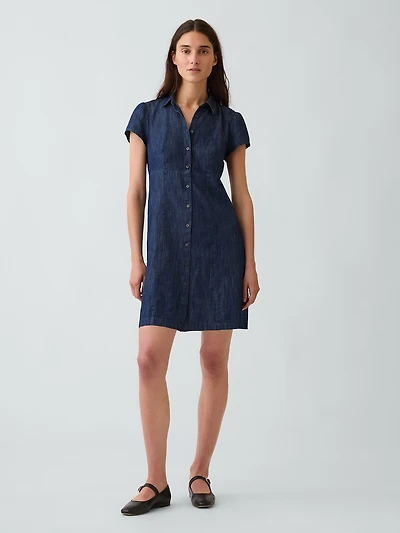 Empire-Waist Mini Shirtdress