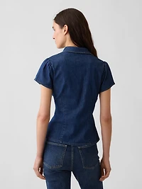 Denim Cap-Sleeve Shirt