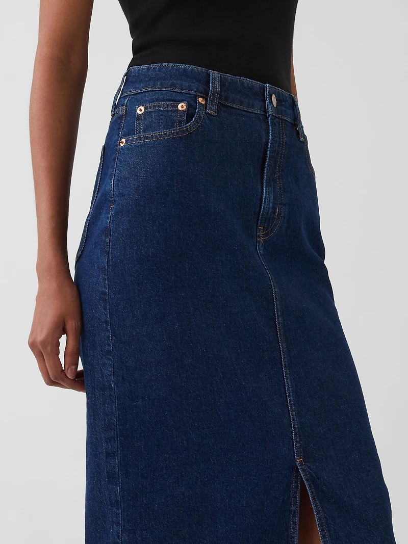 Denim Midi Pencil Skirt
