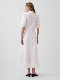 Barrel-Sleeve Maxi Shirtdress