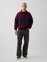 Heavyweight Oversized Stripe Half-Zip Pullover