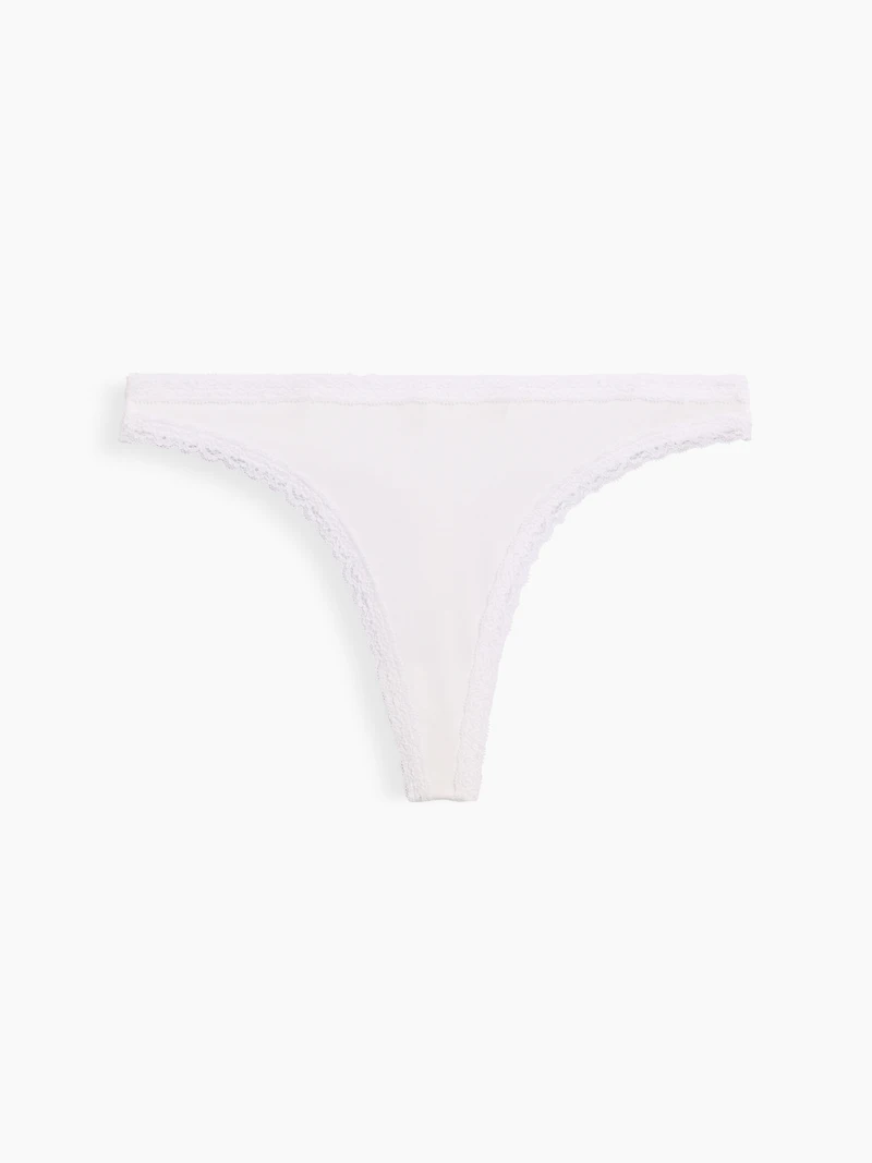 MadeSoft Organic Stretch Cotton Lace-Trim Thong