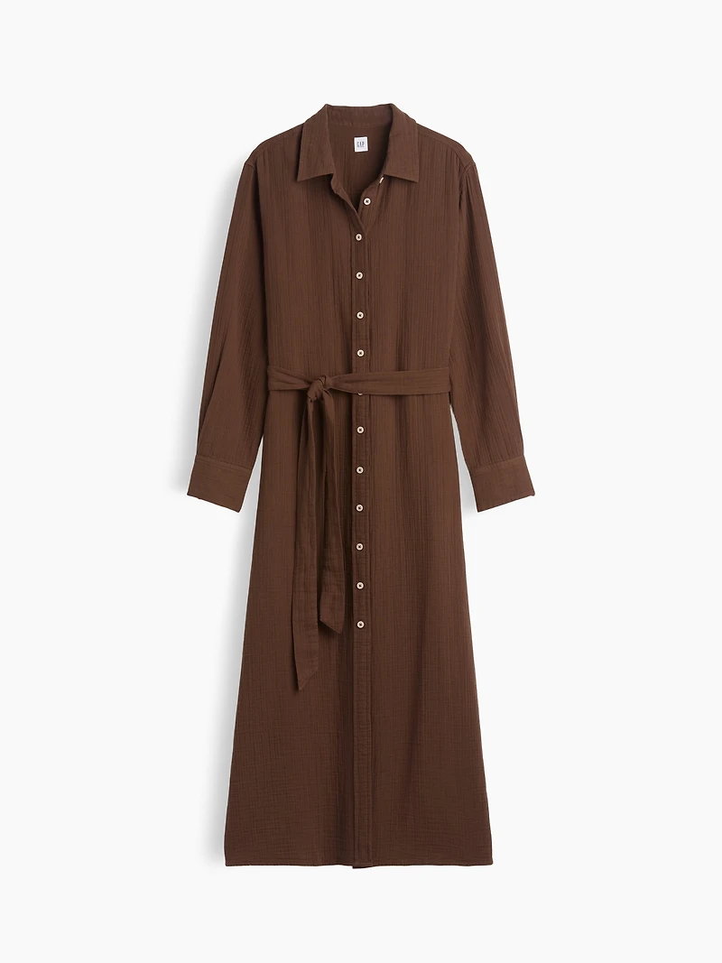 Cotton Gauze Maxi Shirtdress