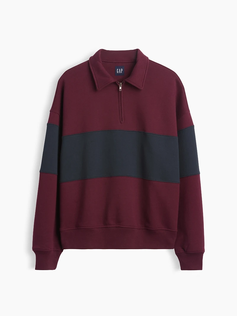 Heavyweight Oversized Stripe Half-Zip Pullover