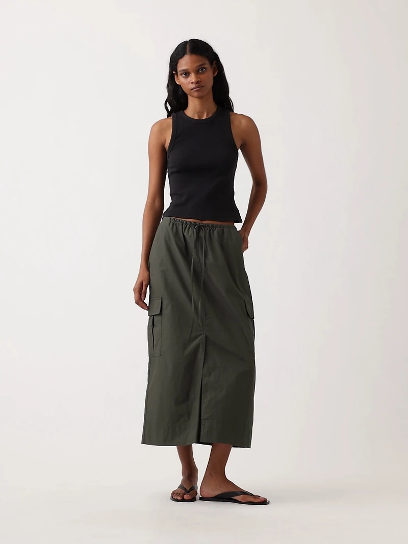 Poplin Easy Cargo Maxi Skirt