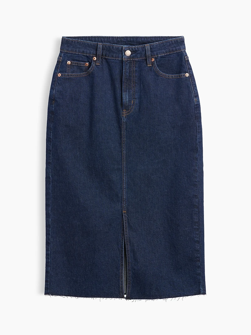 Denim Midi Pencil Skirt