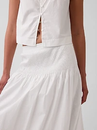 Poplin Pintuck Maxi Skirt