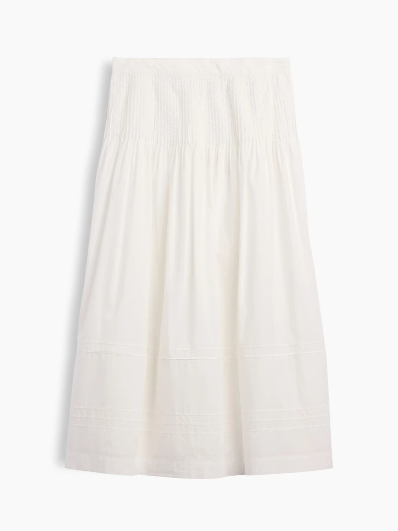 Poplin Pintuck Maxi Skirt