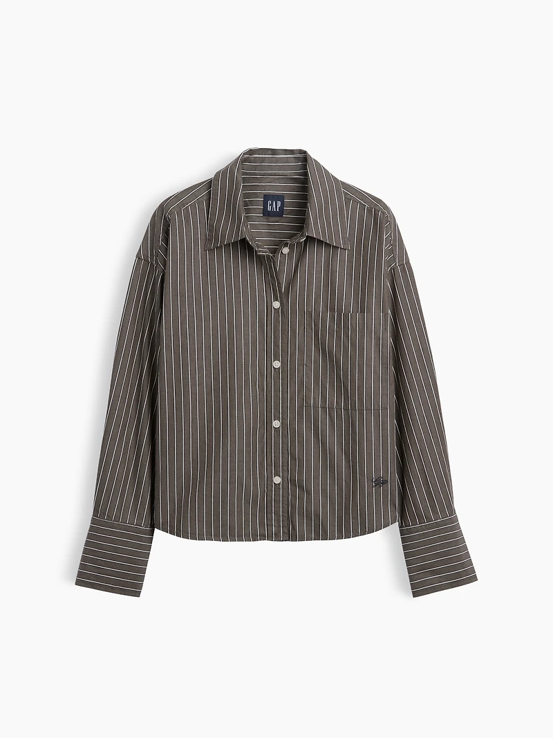 Organic Cotton Poplin Oversized Crop Shirt