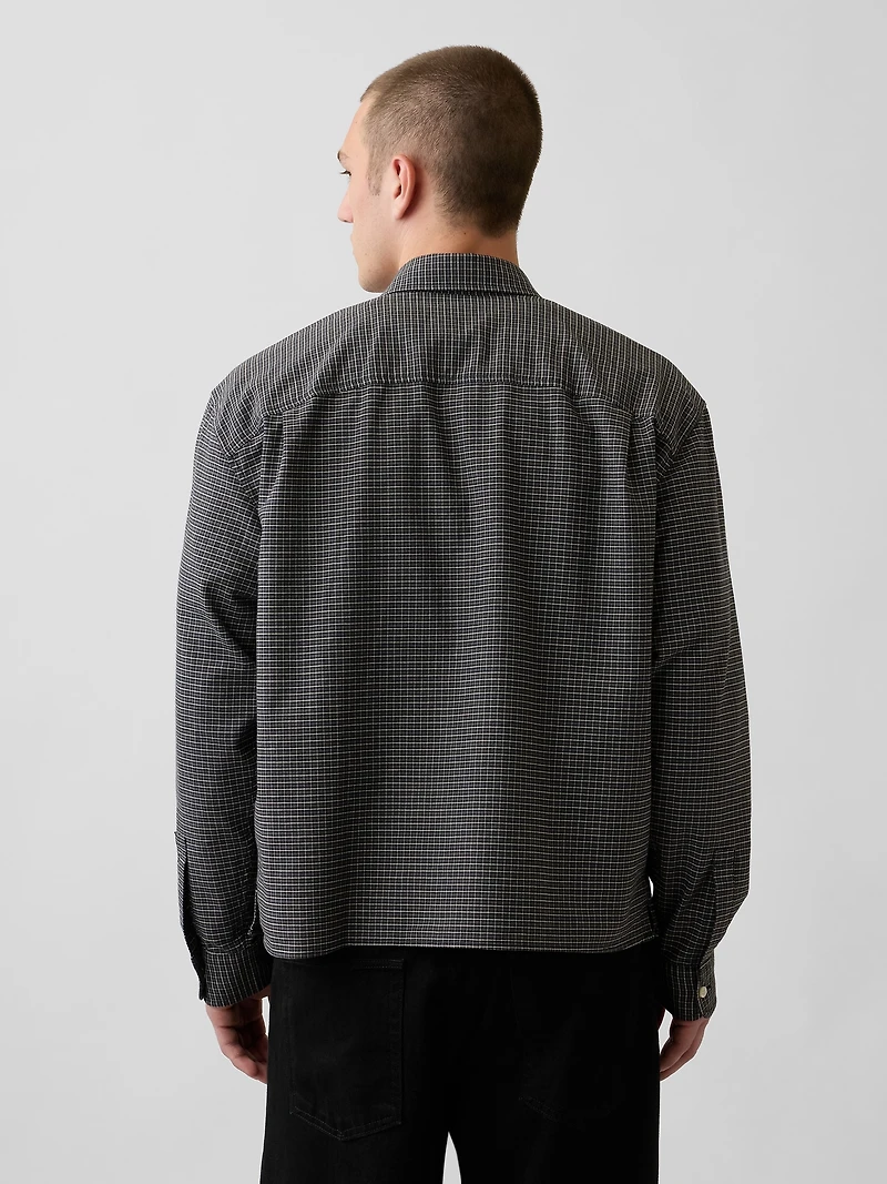 Relaxed Crop Straight-Hem Oxford Shirt