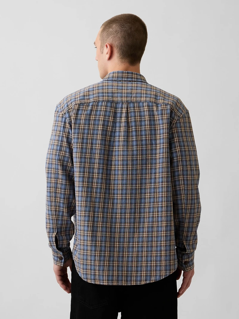 Sunwashed Twill Relaxed Plaid Shirt