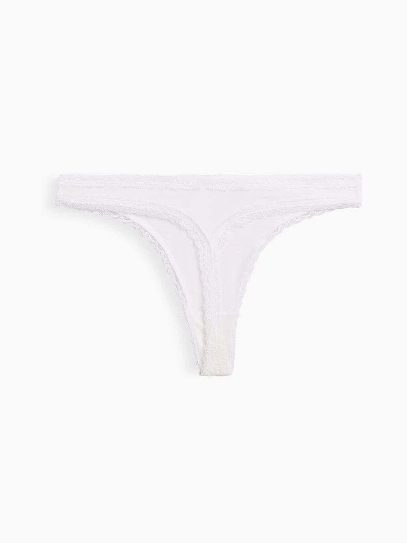 MadeSoft Organic Stretch Cotton Lace-Trim Thong