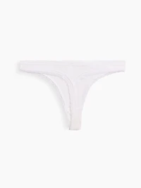 MadeSoft Organic Stretch Cotton Lace-Trim Thong