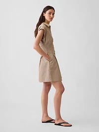 Poplin Stripe Cinched Mini Shirtdress