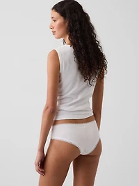 MadeSoft Organic Stretch Cotton Lace-Trim Cheeky Hipster