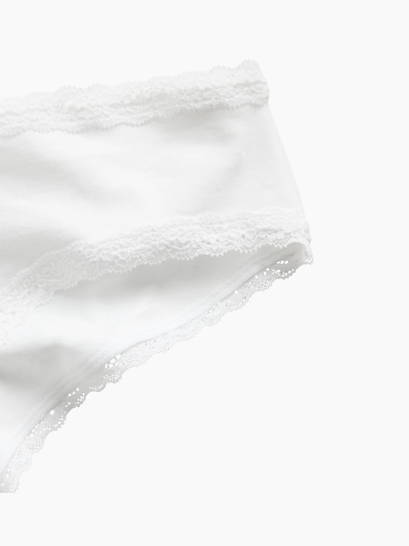 MadeSoft Organic Stretch Cotton Lace-Trim Cheeky Hipster