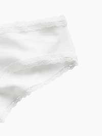 MadeSoft Organic Stretch Cotton Lace-Trim Cheeky Hipster