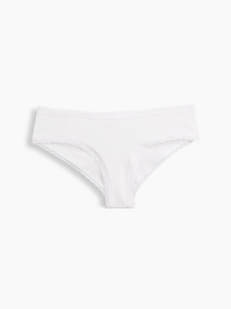 MadeSoft Organic Stretch Cotton Lace-Trim Cheeky Hipster