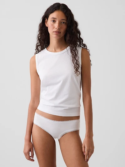 MadeSoft Organic Stretch Cotton Lace-Trim Cheeky Hipster
