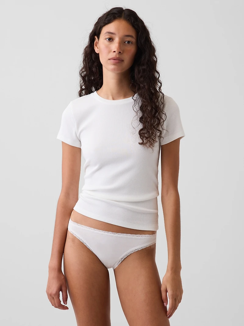 MadeSoft Organic Stretch Cotton Lace-Trim Bikini