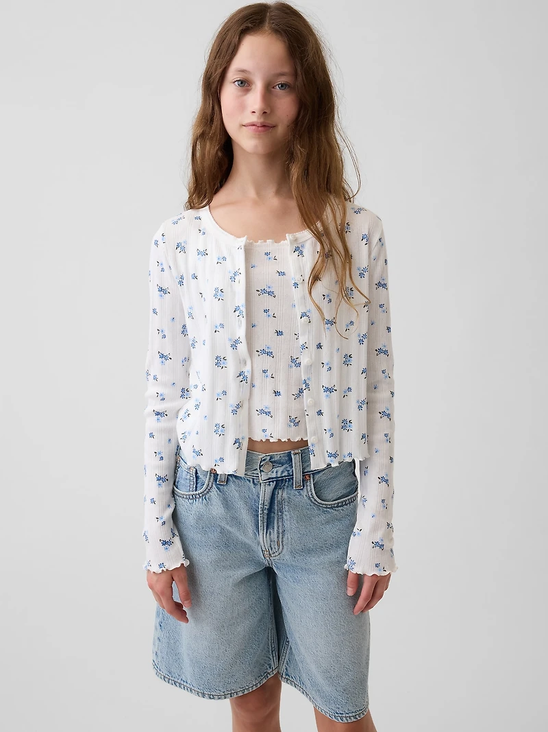 Kids Pointelle Rib Cardigan