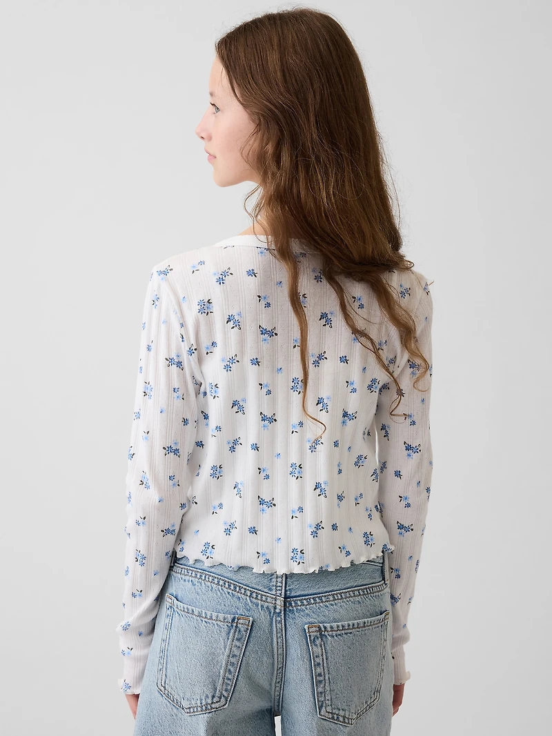 Kids Pointelle Rib Cardigan