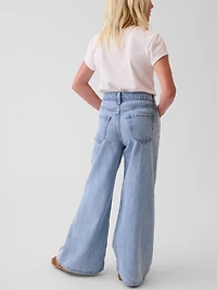 Kids Low Rise Lace-Trim Baggy Jeans