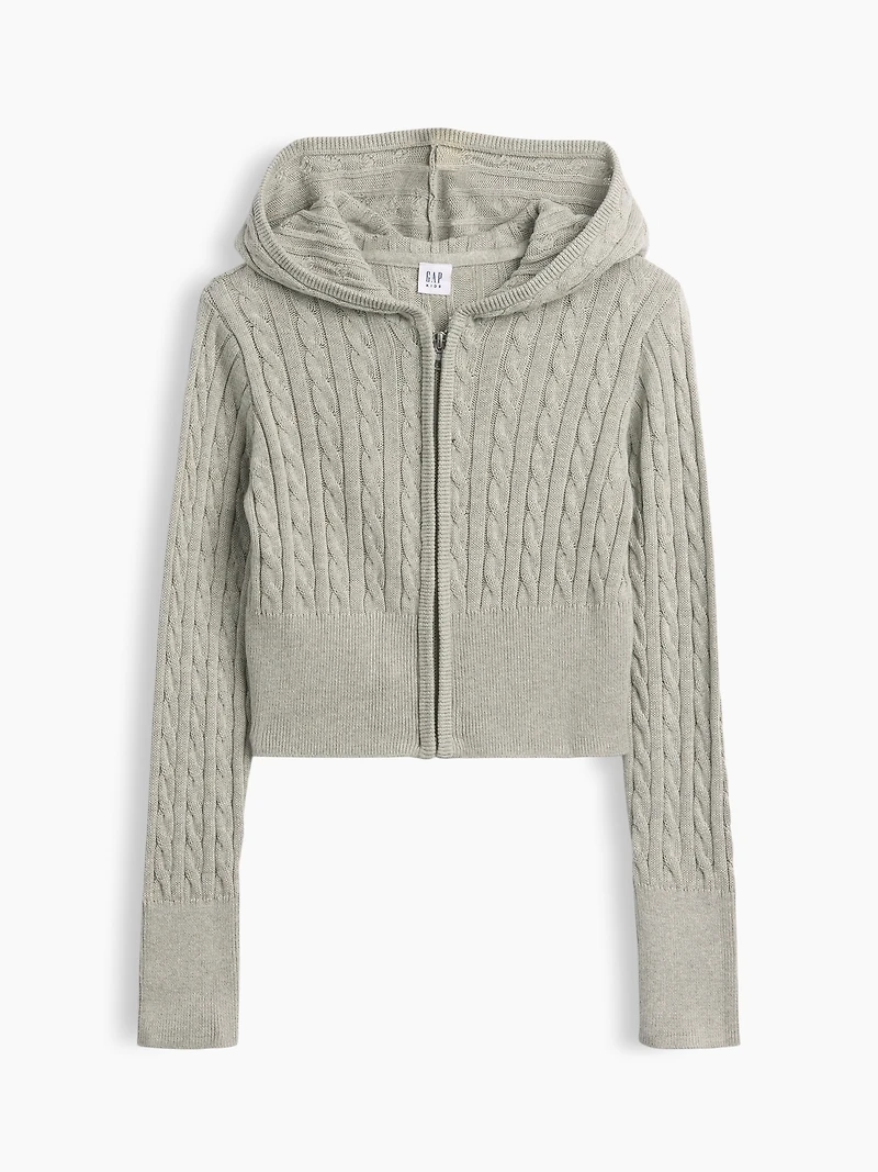 Kids Cable-Knit Sweater Zip Hoodie
