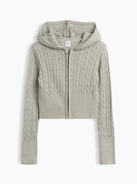 Kids Cable-Knit Sweater Zip Hoodie