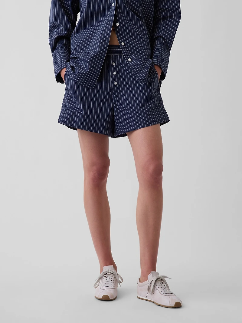 Organic Cotton Poplin Stripe Boxer Shorts