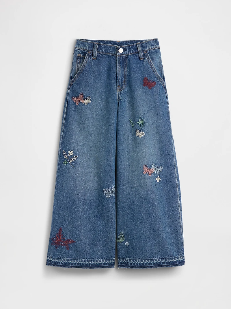 Kids Low Rise Embroidered Baggy Jeans