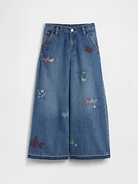 Kids Low Rise Embroidered Baggy Jeans