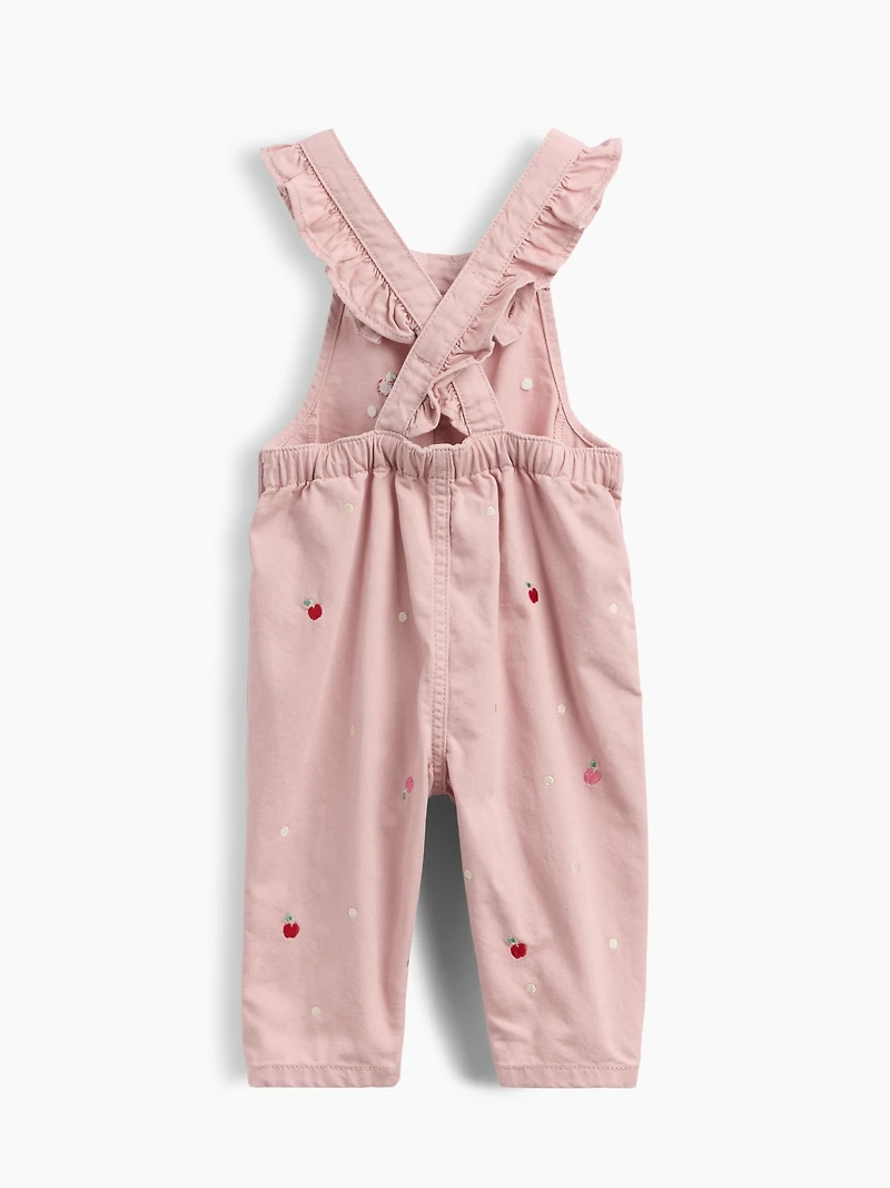 Baby Embroidered Apple Ruffle Overalls