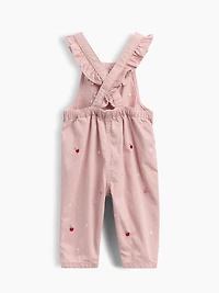 Baby Embroidered Apple Ruffle Overalls