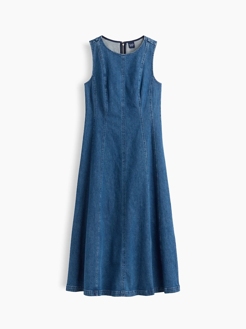 Seamed Denim Maxi Dress