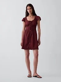 Scoop Neck Lace-Trim Mini Dress