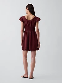 Scoop Neck Lace-Trim Mini Dress