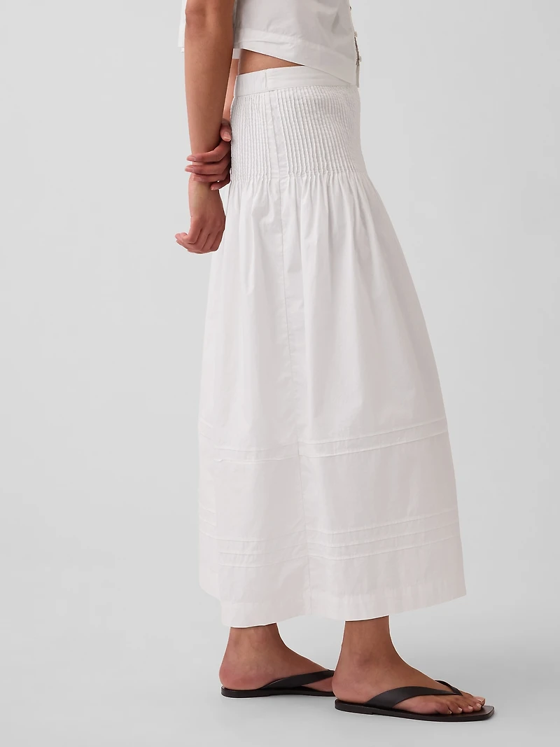 Poplin Pintuck Maxi Skirt