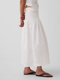 Poplin Pintuck Maxi Skirt