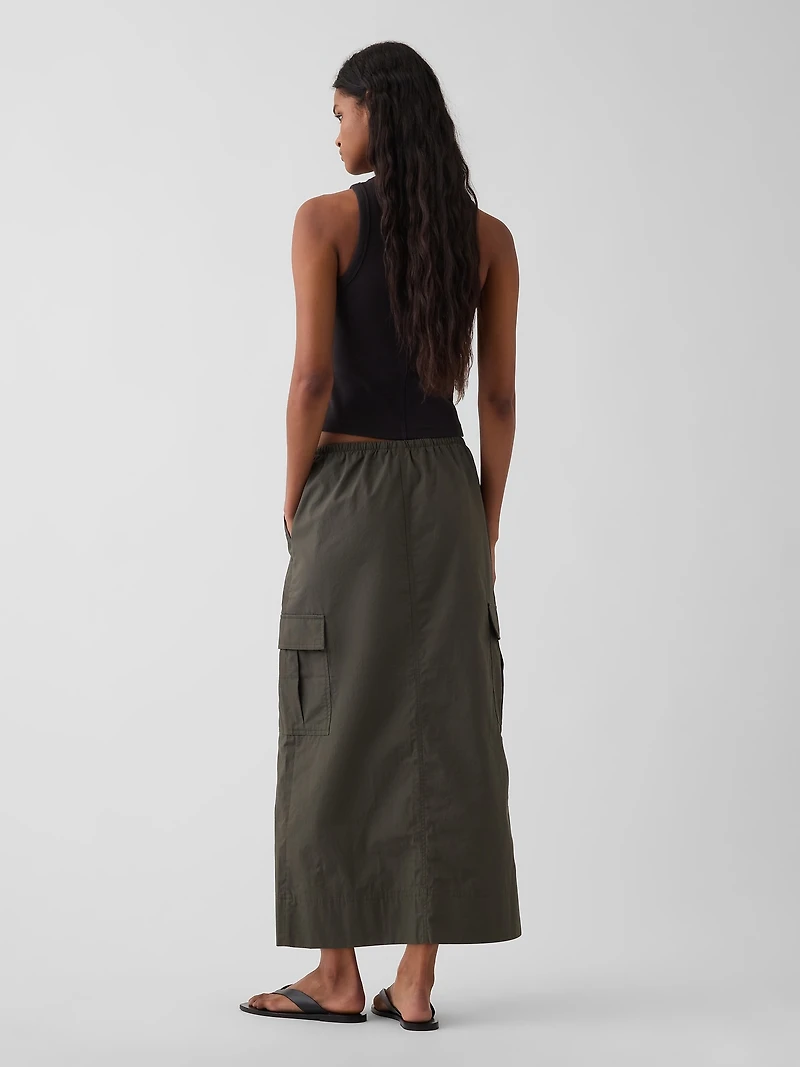 Poplin Easy Cargo Maxi Skirt