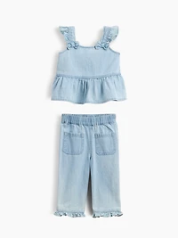 Baby Denim Ruffle Outfit Set