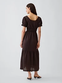 Scoop-Neck Lace-Trim Tiered Maxi Dress