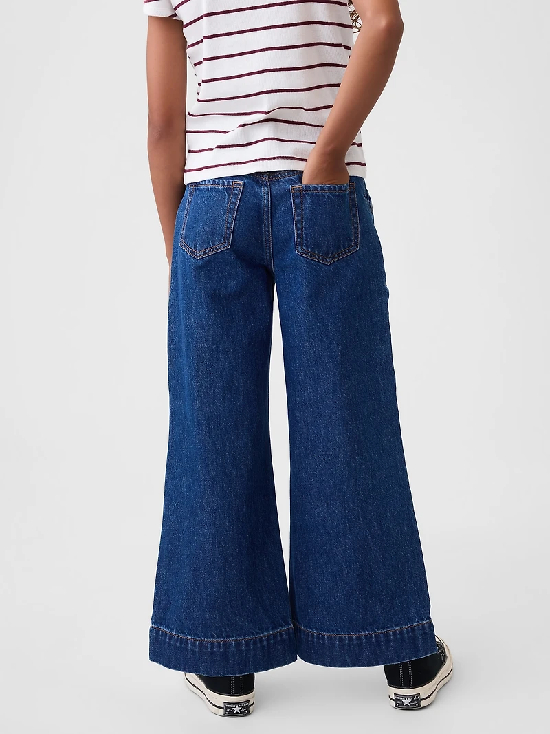 Kids High Rise Stride Wide-Leg Ankle Jeans