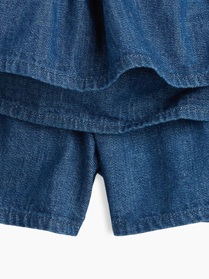 Kids Denim Smocked Mini Skort