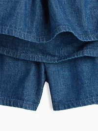 Kids Denim Smocked Mini Skort