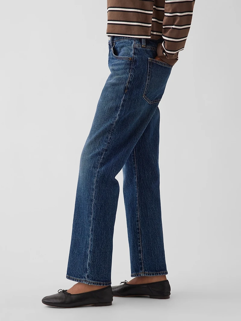 Mid Rise Relaxed Flare Crop Jeans