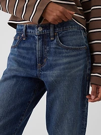 Mid Rise Relaxed Flare Crop Jeans