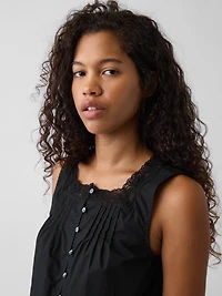 Poplin Pintuck Shell Top