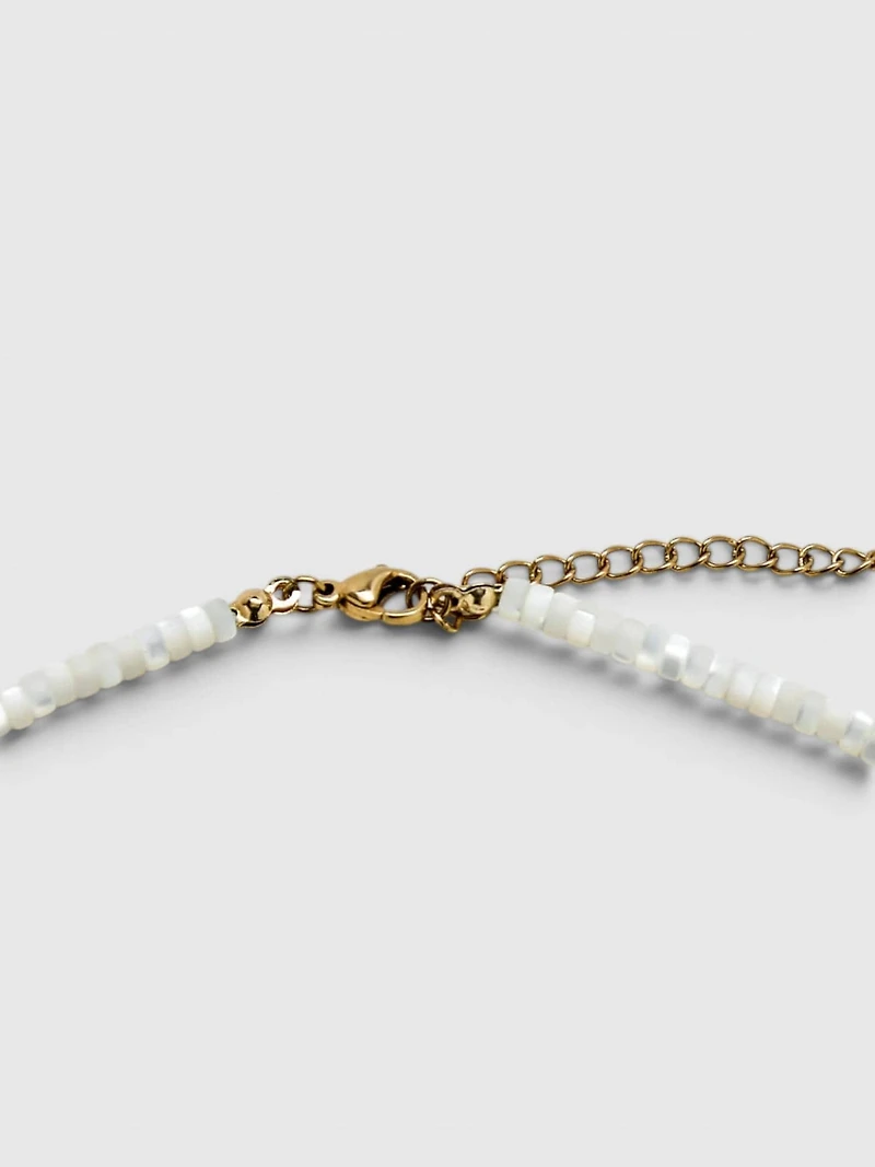 Admiral Row Beaded Mother of Pearl and Gold Necklace